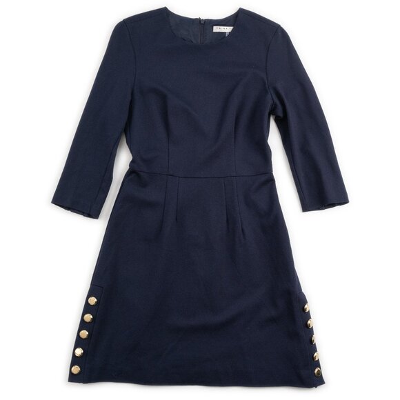 TRINA TURK Flush 3/4 Sleeve Ponte Dress with Gold Button size 4 - Picture 2 of 11